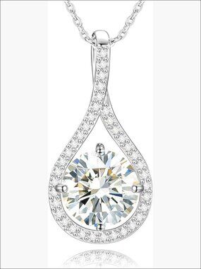 925 Sterling Silver 18K Gold Vermeil Moissanite Pendant Necklace for Women